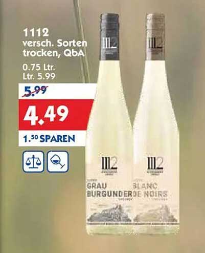 1112 versch. Sorten trocken, QbA 0.75 L