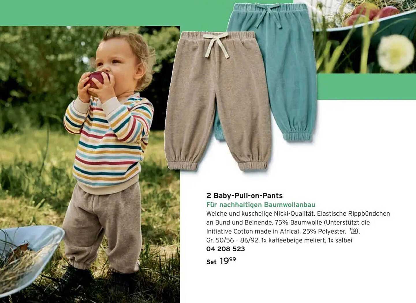 2 Baby-Pull-on-Pants für nachhaltigen Baumwollanbau