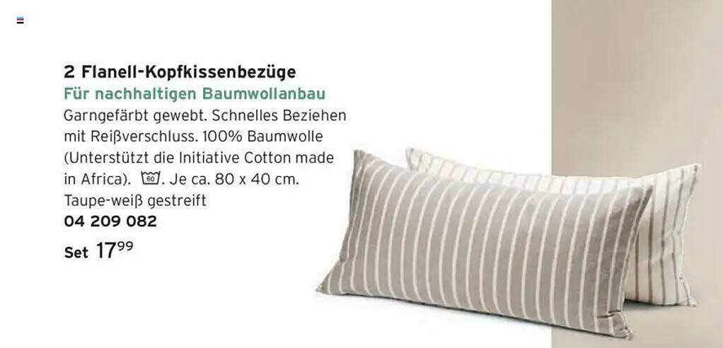 2 Flanell-Kissenbezüge für nachhaltigen Baumwollanbau
