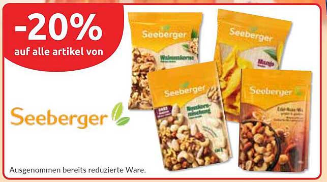 -20 % auf alle Artikel von Seeberger.