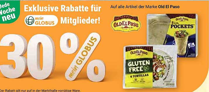 30% Rabatt auf alle Artikel der Marke Old El Paso