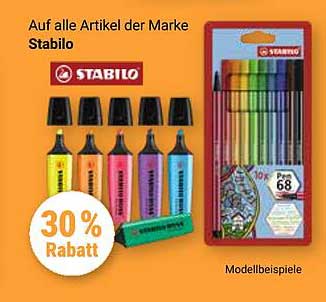 30% Rabatt auf alle Artikel der Marke Stabilo