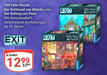 500 Teile-Puzzle: Der Schlüssel von Atlantis oder Der Auftrag von Paris