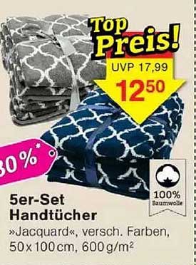 5er-Set Handtücher »Jacquard«, versch. Farben
