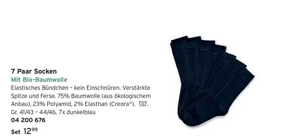 7 Paar Socken mit Bio-Baumwolle