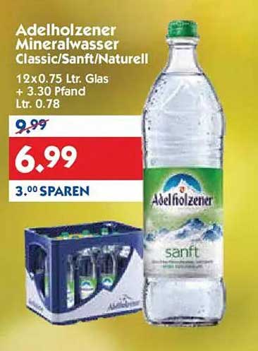 Adelholzener Mineralwasser Classic/Sanft/Naturell 12x0.75 Ltr.