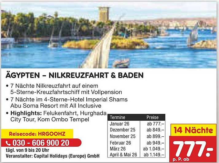 ÄGYPTEN – NILKREUZFAHRT & BADEN