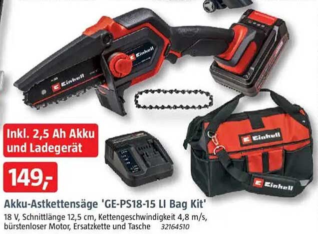 Akku-Astketten säge 'GE-PS18-15 LI Bag Kit' inkl. 2,5 Ah Akku und Ladegerät