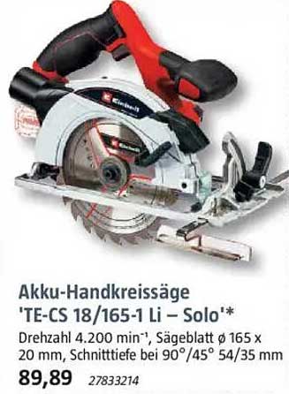 Akku-Handkreissäge 'TE-CS 18/165-1 Li – Solo'*