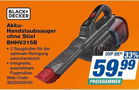 Akku-Handstaubsauger ohne Stiel BHHV315B von BLACK+DECKER
