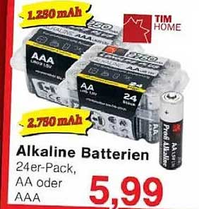 Alkaline Batterien 24er-Pack, AA oder AAA