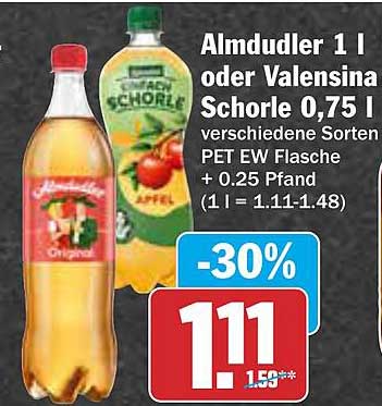 Almdudler 1 l oder Valensina Schorle 0,75 l verschiedene Sorten