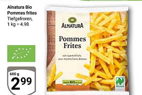 Alnatura Bio Pommes frites, 600 g für nur 2,99 €