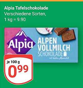 Alpia Tafel-Schokolade – Verschiedene Sorten