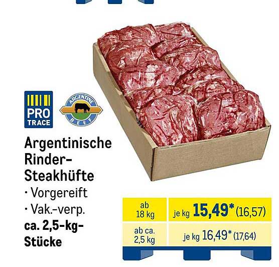 Argentinische Rinder-Steakhüfte - Vorgereift, Vakuumverpackt