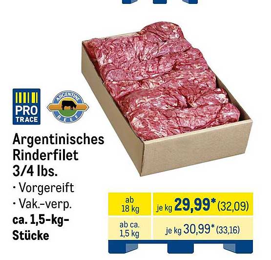 Argentinisches Rinderfilet 3/4 lbs.