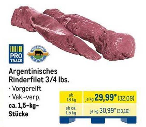 Argentinisches Rinderfilet 3/4 lbs.