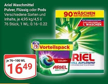 Ariel Waschmittel Pulver, Flüssig oder Pods - Verschiedene Sorten und Inhalte