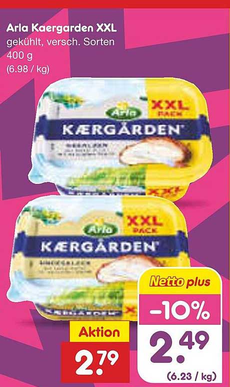 Arla Kærgården XXL gekühlt, verschieden. Sorten 400 g (6,98 €/kg)