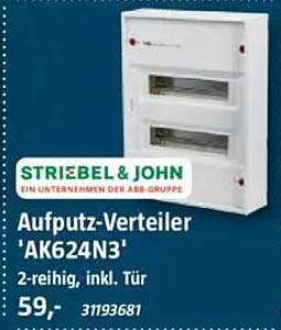 Aufputz-Verteiler 'AK624N3' 2-reihig, inkl. Tür