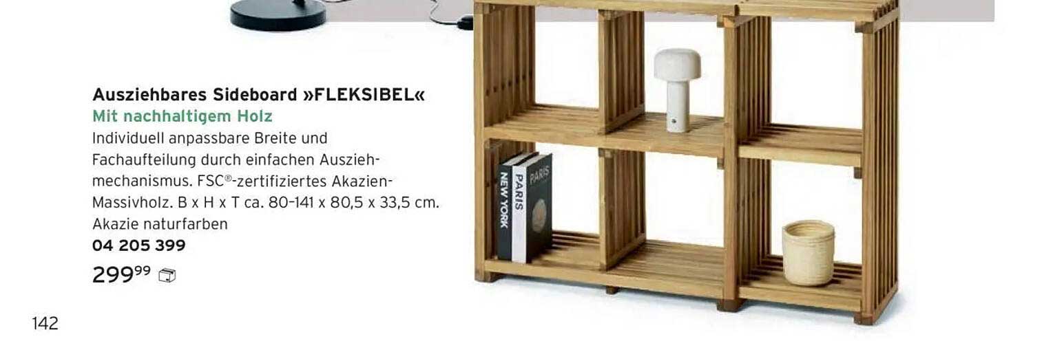 Ausziehbares Sideboard »FLEKSIBEL« mit nachhaltigem Holz