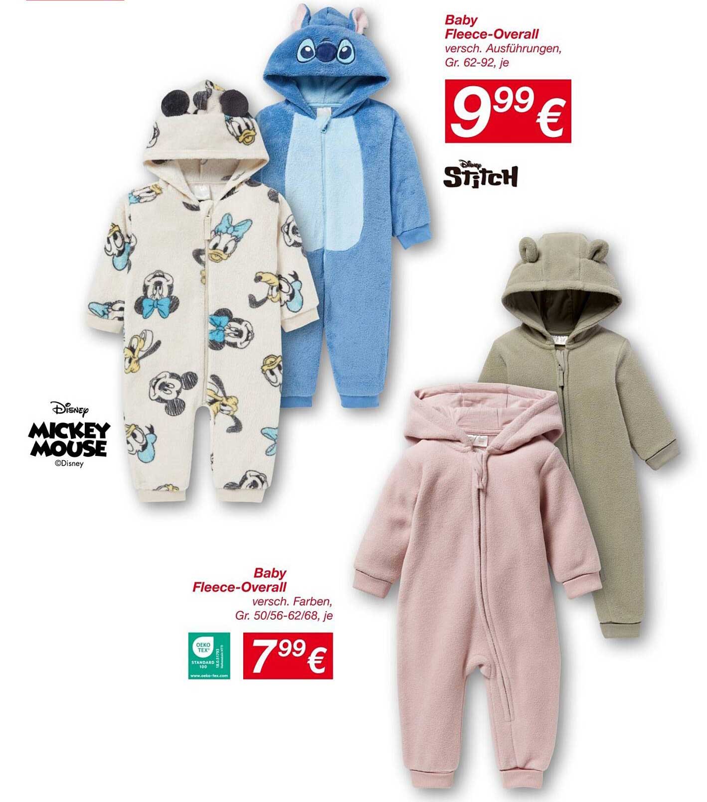 Baby Fleece-Overall verschiedene Ausführungen, Gr. 50/56-62/68, je 7,99 €