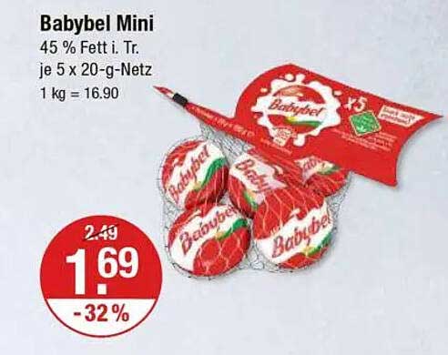 Babybel Mini - 45 % Fett i. Tr. je 5 x 20-g-Netz