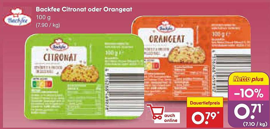 Backfee Citronat oder Orangeat 100 g