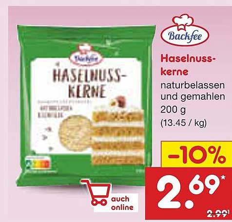 Backfee Haselnusskerne naturbelassen und gemahlen 200 g