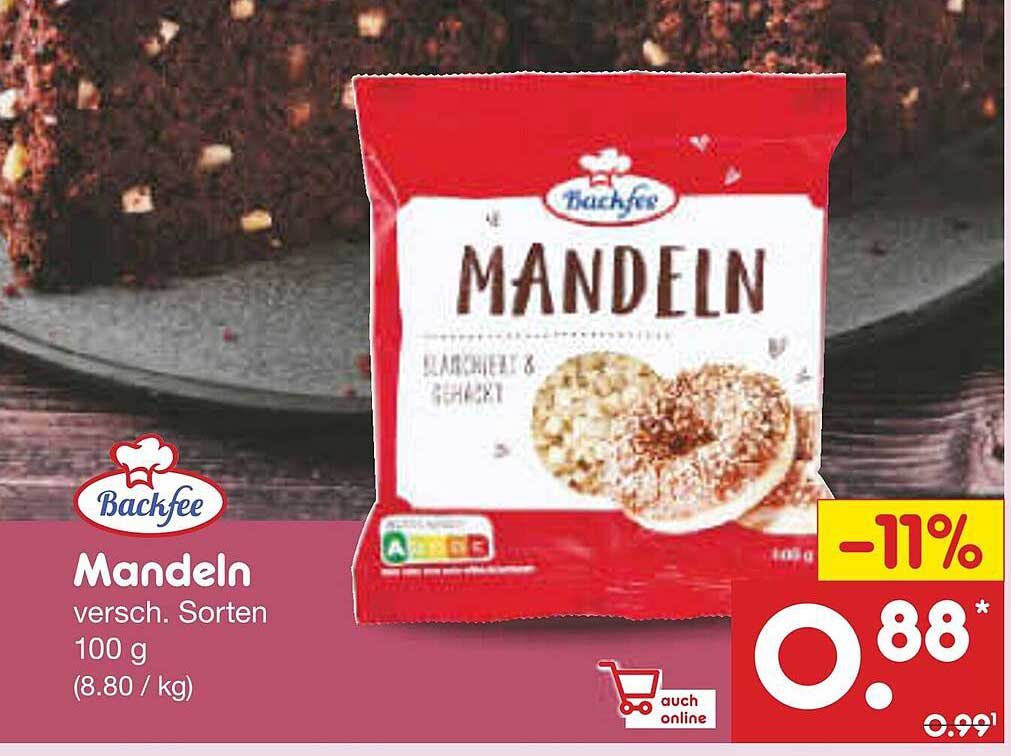 Backfee Mandeln verschiedene Sorten 100 g