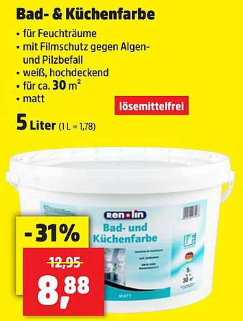 Bad- & Küchenfarbe - 5 Liter für nur 8,88 €
