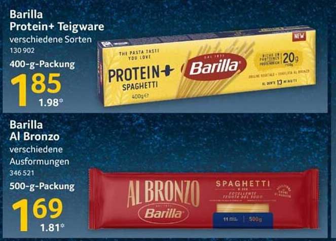 Barilla Protein+ Teigware und Barilla Al Bronzo Spaghetti – Verschiedene Sorten