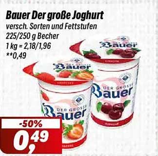 Bauer Der große Joghurt - Verschiedene Sorten und Fettstufen