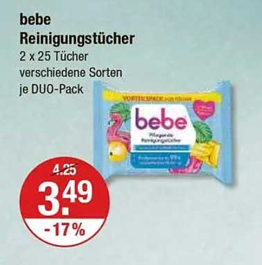 bebe Reinigunstücher 2 x 25 Tücher – verschiedene Sorten je DUO-Pack