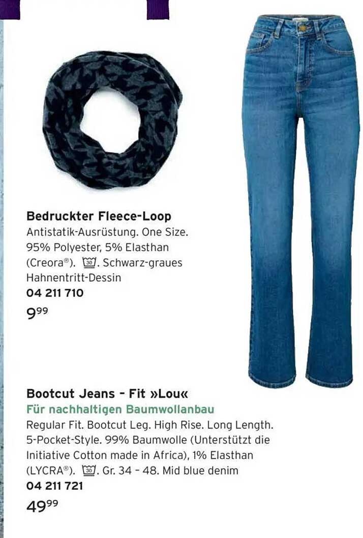Bedruckter Fleece-Loop und Bootcut Jeans - Fit »Lou«