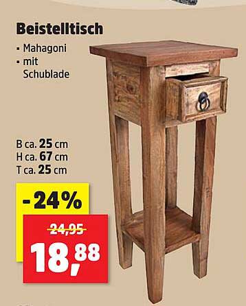 Beistelltisch aus Mahagoni mit Schublade - Ideal für Ihr Zuhause