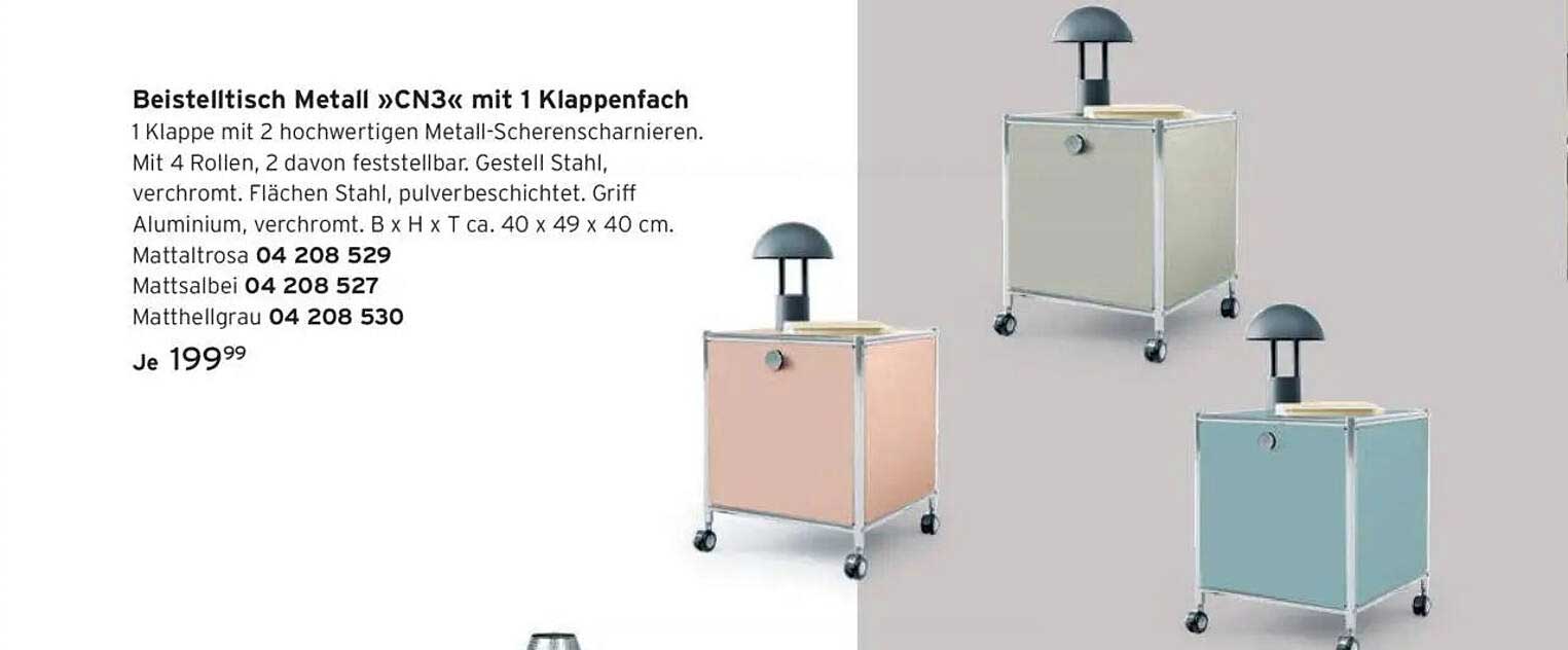 Beistelltisch Metall »CN3« mit 1 Klappenfach