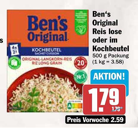 Ben's Original Reis lose oder im Kochbeutel 500 g