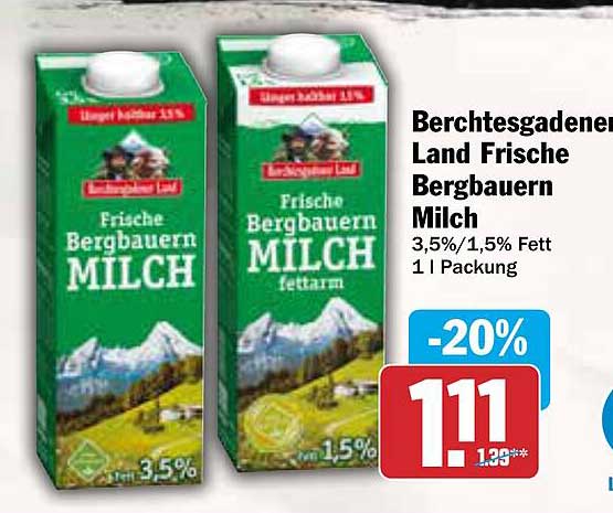 Berchtesgadener Land Frische Bergbauern Milch 1 l