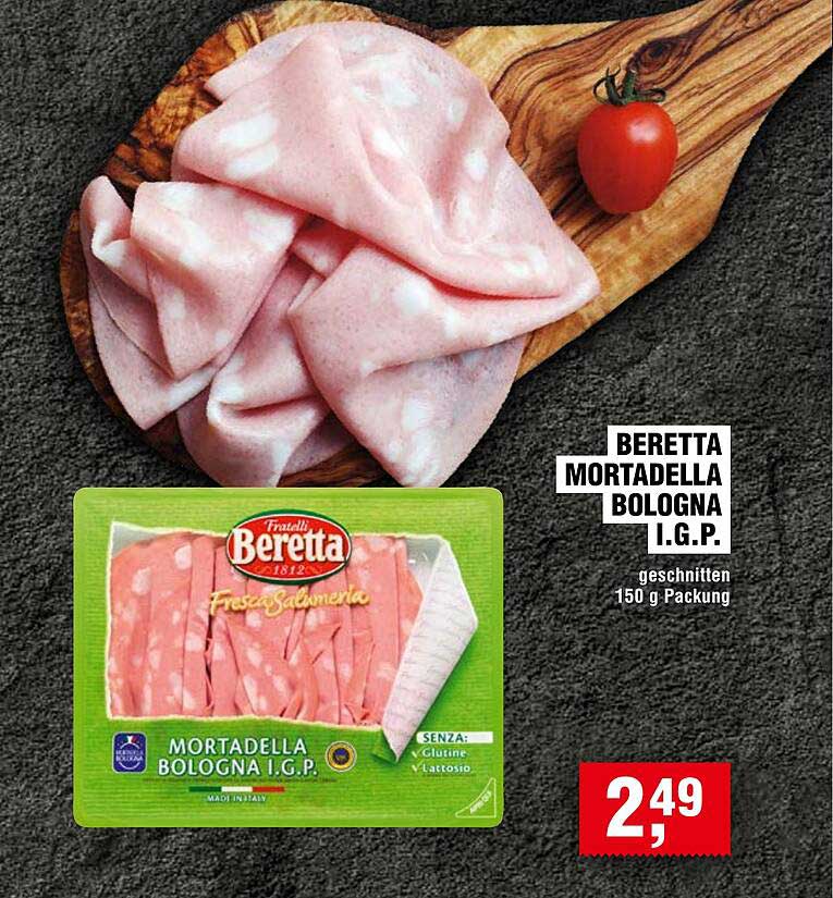 Beretta Mortadella Bologna I.G.P., geschnitten 150 g Packung