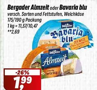 Bergader Almzeit oder Bavaria blu - Weichkäse