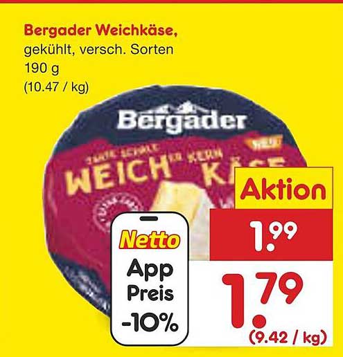 Bergader Weichkäse, gekühlt, verschiedene Sorten, 190 g
