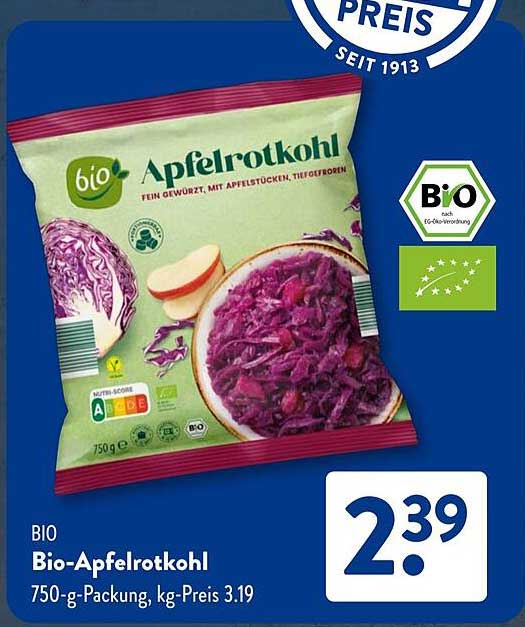 BIO Apfelrotkohl 750 g - Tiefgefroren
