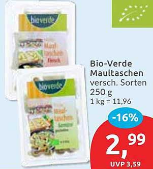 Bio-Verde Maultaschen verschieden. Sorten 250 g