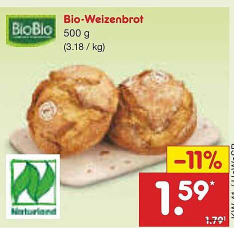 Bio-Weizenbrot 500 g (3,18 / kg)