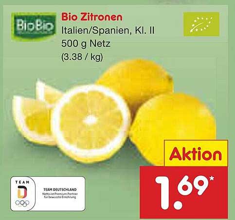 Bio Zitronen 500 g Netz - Italien/Spanien, Kl. II