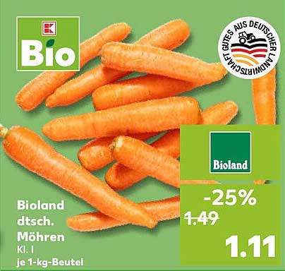 Bioland dt. Möhren Kl. I je 1-kg-Beutel