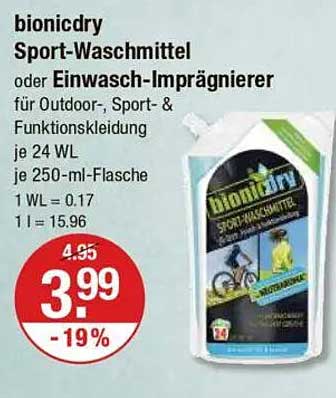 bionicdry Sport-Waschmittel oder Einwasch-Imprägnierer für Outdoor-, Sport- & Funktionskleidung