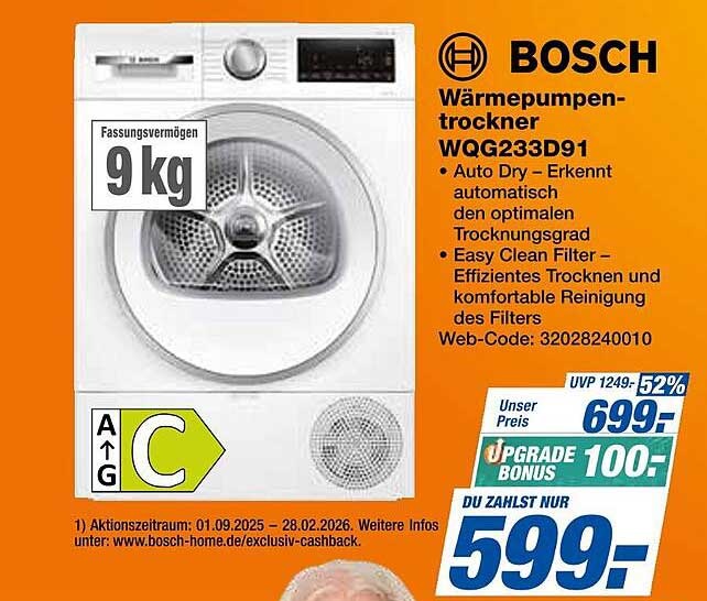 BOSCH Wärmepumpentrockner WQG233D91