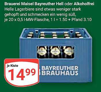 Brauerei Maisel Bayreuther Hell oder Alkoholfrei - je Kiste